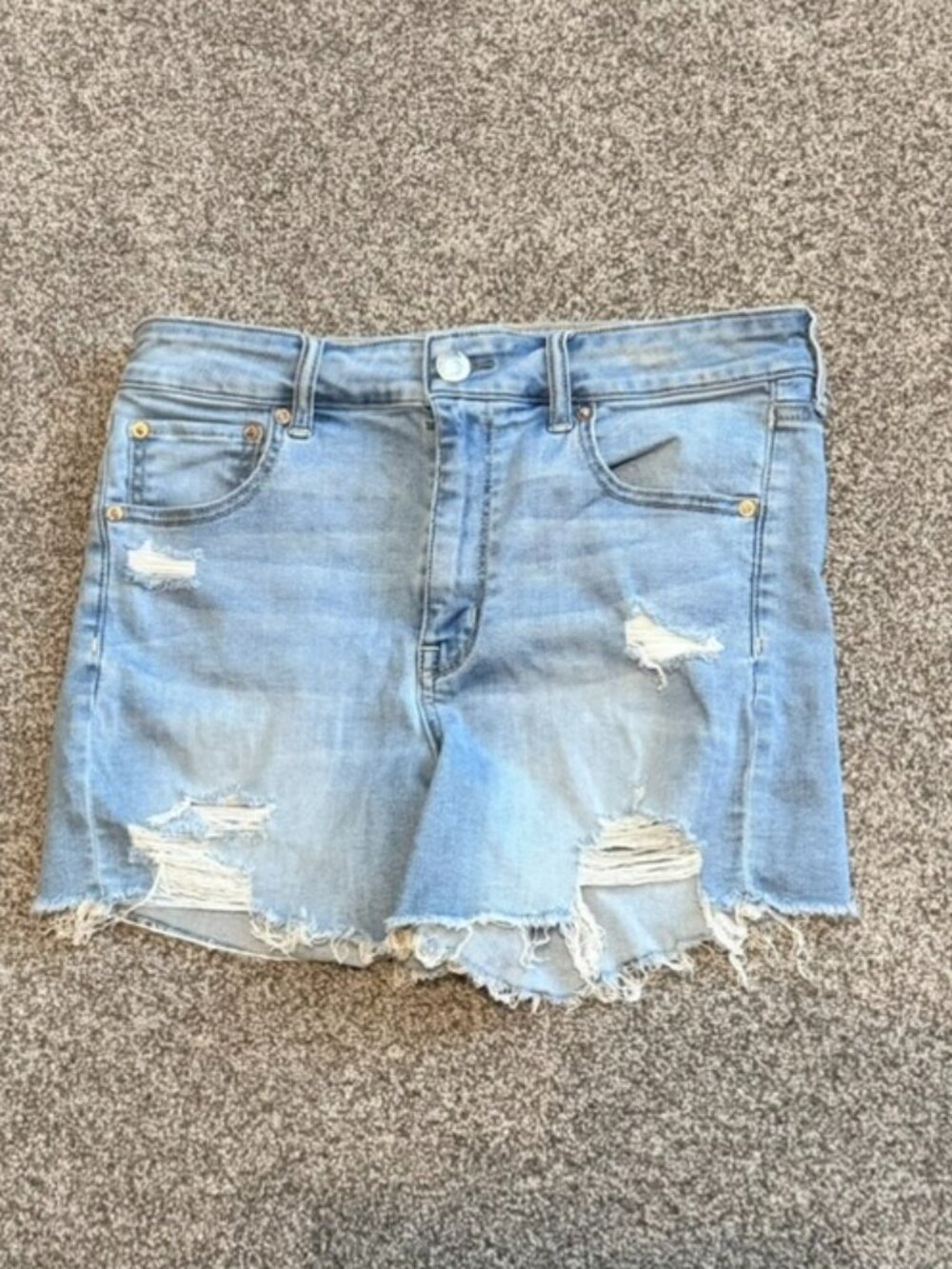 American Eagle High-Rise Denim Midi Cutoff Shorts - Size 12
